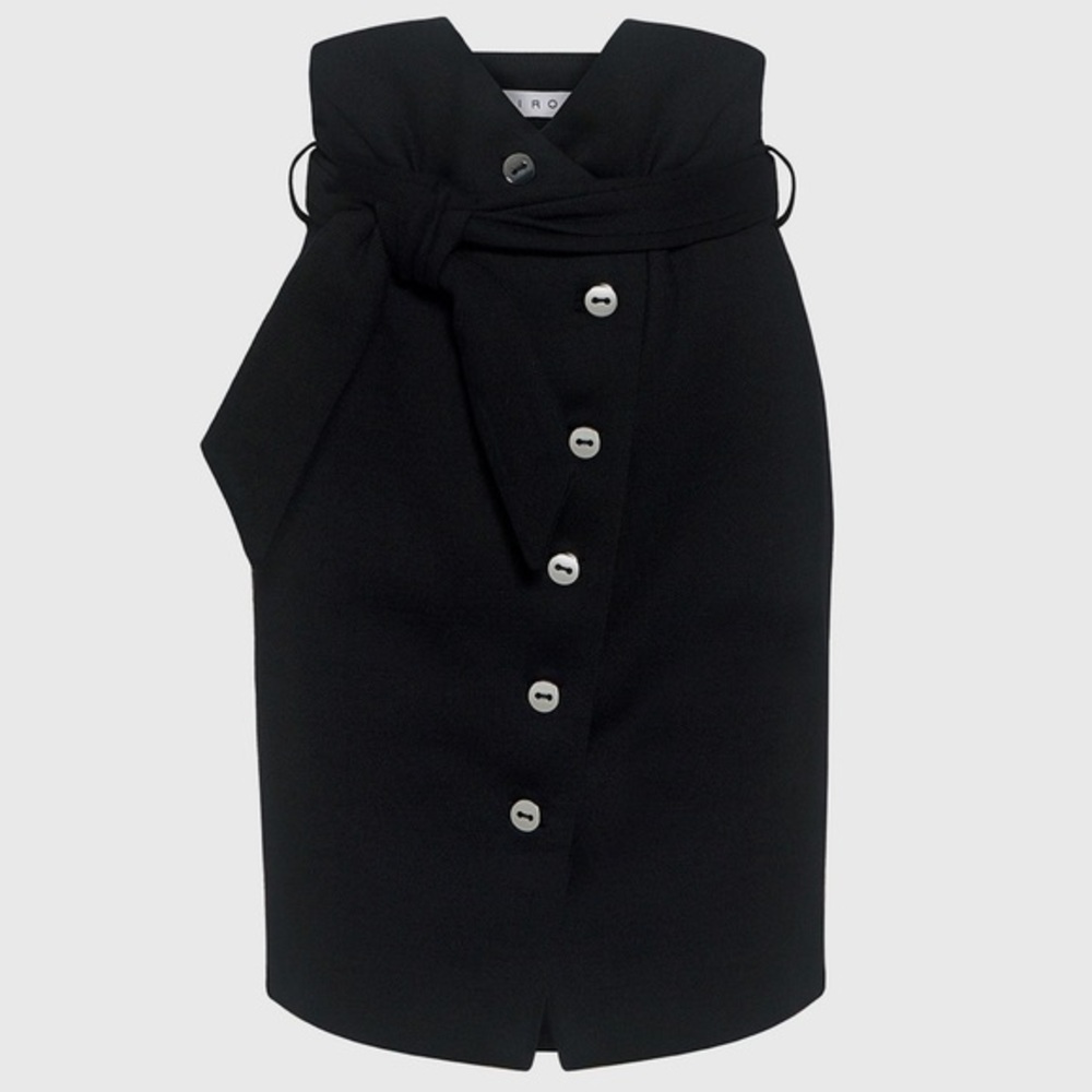 IRO Paris Black Gwlady Button Down Mod High Waisted Skirt size French 38 US M